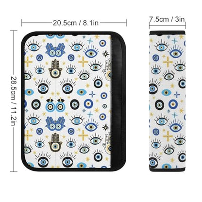 2 Pack Universal Soft and Comfortable Seat Belt Cover for Kids, Car Seats Pushchair Strollers High Chair Pushchair, Hamsa Eyes Hand Magic Evil Eye Print Seat Belt Cushion - color: Pattern 709