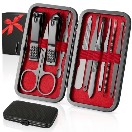 OKOMER Nail Clipper Set - Professional Manicure Set 10 PCS Stainless Steel Nail Kit with Travel Case, Nail Clippers Set Gift for Men Women - size: Small (Pack of 1)