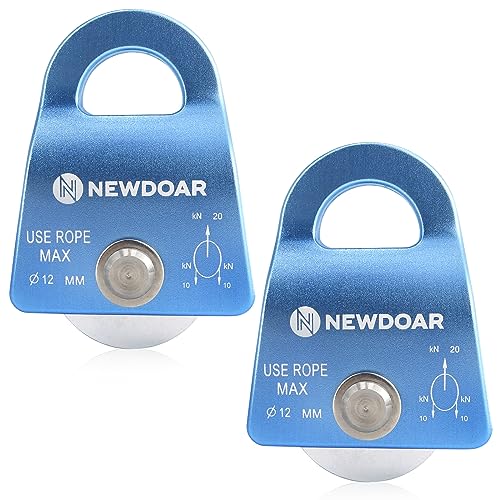 Micro Mobile Single Pulley,20kN(4500 lb) Max Rope 1/2in for Rigging Arborist Climbing Rescue,CE Certified - color: Pack of 2(20KN Pulley Blue)
