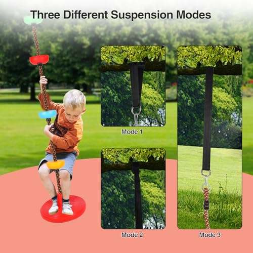 RedSwing Rope Ladder and Disc Swing Seat Combo for Kids, Climbing Ladder for Swing Set, Hanging Rope Ladder with Strap and Snap Hook, Great for Play Set, Outdoor, Tree House, Playground | Climbing Ladder for Swing Set, Hanging Rope Ladder with Strap and S