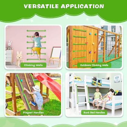 SELEWARE 42" Green Metal Playground Handles Playset Grab Bars Ladder Handle | 500LB 2Pcs Heavy Duty Steel Kids Playground Handles for Indoor/Outdoor Ladder Handrail Swing Set Treehouse Rock Climbing Wall - color: E: 42"-2 Pcs-green