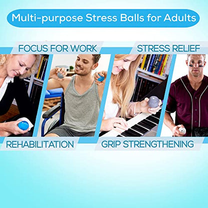 Serenilite Stress Balls for Adults, Squeeze Ball for Hand Therapy, Stress Ball, Hand Exercisers for Therapy & Grip Strengthening, Physical Therapy Balls, Hand Grip Strengthener. - color: Blue Skies