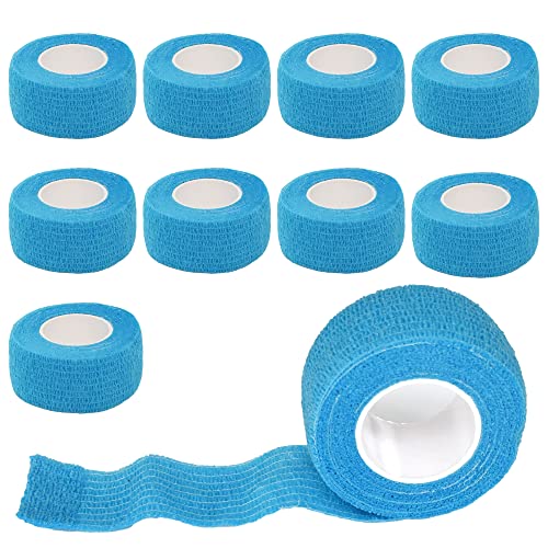 1 Inch Self Adhesive Bandage Wrap, 9 Pack, Light Blue | Cohesive Bandage Self Stick Wrap for Ankle, Wrist, Finger, Sports, Breathable Cohesive Vet Tape for Pets - color: Light Blue, size: 1 Inch