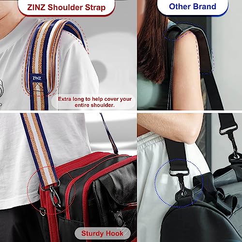 ZINZ 75" Shoulder Strap with Fixed Pad and Dual Balanced Buckles，Blue Gold Jacquard - color: Blue Gold Jacquard