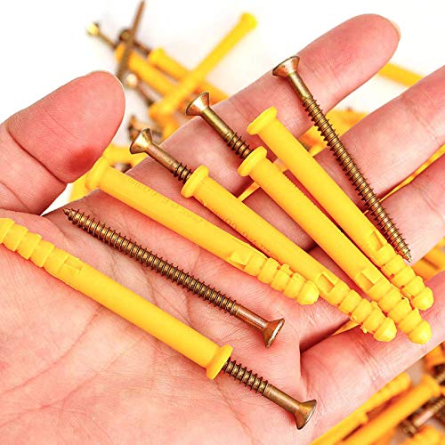 20 Set Screws and Anchors Set M4x60 Screw with 6x60 Plastic Expander Anchor Screw Hole Fillers and Screws Galvanized Plated for Drywall Hollow Wall Concrete Ceiling Tile Wood (Φ6-60mm,20set,M4 x 60) - size: Φ6-60mm