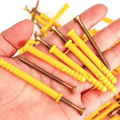 20 Set Screws and Anchors Set M4x60 Screw with 6x60 Plastic Expander Anchor Screw Hole Fillers and Screws Galvanized Plated for Drywall Hollow Wall Concrete Ceiling Tile Wood (Φ6-60mm,20set,M4 x 60) - size: Φ6-60mm