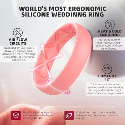 Egnaro Women's Stackable Silicone Rings, 2.5/5.5mm Wide 1.8/2mm Thick Bands | Comfort-Fit Rubber Bands Offer Breathable Flexibility for Nurses, Workouts, Pregnancy, Yoga, Travel, Office, and All-Day Wear - color: SETB8-Purple Sparkle, Black Sparkle, Faint