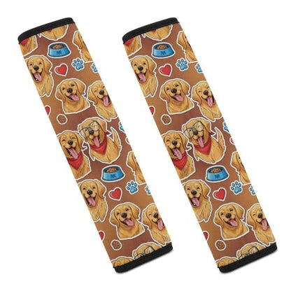 2PCS Golden Retriever Dog Cute Car Seat Belt Pad Breathable Shoulder Protector for Girls and Boys, Most Cars, Anti-Slip Pad - color: Pattern 109
