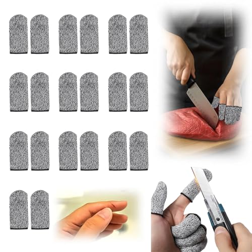 20 PCS Cut Resistant Finger Cots, Reusable Finger Guards, Durable Non Slip Thumb Protector Sleeve, Breathable Fingertip Covers for Kitchen, Work, Sculpture - size: 20 pcs