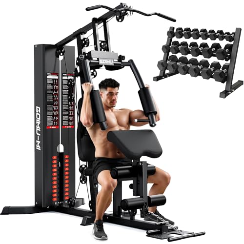 Home Gym, M1 Workout Station with 140LBS Weight Stack, Multifunctional Home Gym Equipment with Pulley System for Full Body Strength Training - style: 450lbs-Home Gym Set