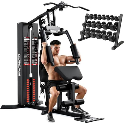 Home Gym, M1 Workout Station with 140LBS Weight Stack, Multifunctional Home Gym Equipment with Pulley System for Full Body Strength Training - style: 450lbs-Home Gym Set
