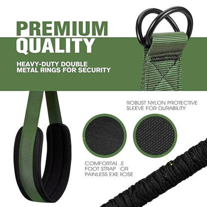 Adjustable Heavy Duty Pull Up Assistance Bands with Fabric Feet and Knee Rest - Pull Up Resistance Bands for Men, Women, and Seniors - Perfect for Dip and Resistance Strength Training Glamflex - color: Army Green