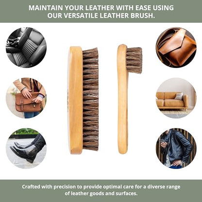 Rhino Wax - Horse Hair Brushes - Ideal for Boot or Shoe Brushes - Soft Non-Scratching Horsehair Bristles - Comfy Hard Wood Handle for Cleaning, Polishing, Shining Leather Boots or Shoes