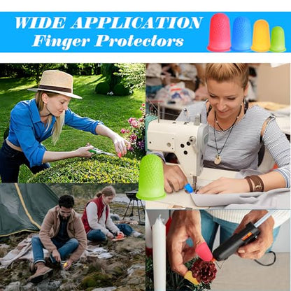Reusable Silicone Thumb Protectors, 5 Sizes, 20PCS, for Finger Protection When Organizing Books in The Office, with Thread
