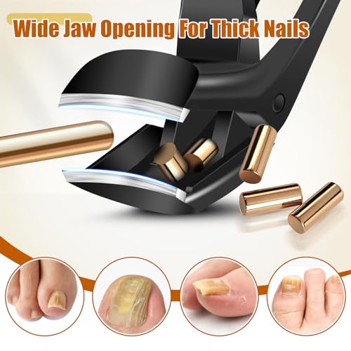 Nail Clippers for Thick Nails for Seniors, 2026 Large Angled Toenail Clippers for Thick Toenails with Wide Opening, Heavy Duty Nail Cutter Long Handle Fingernail Clipper Gifts for Men Women Adults - style: Black Angled Head Nail Clippers