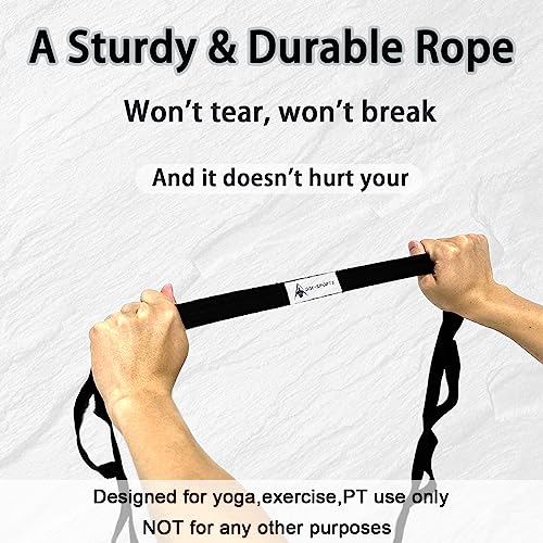 Stretching Strap Yoga Strap with Loops, Stretch Straps for Physical Therapy, Non-Elastic Exercise Strap for Pilates, Dance and Gymnastics with Workout Guide - color: Black+Black