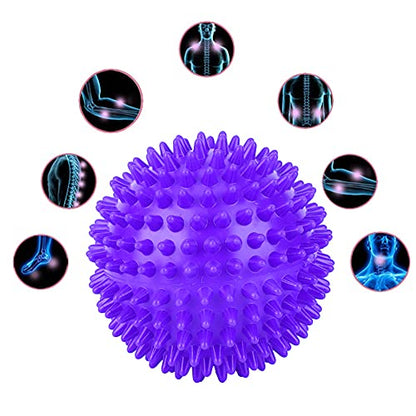 2Pcs Spiky Hard Massage Balls,Soft Spiked Manual Massager Rollers Body Spiky Balls Fitness Finger Relax Tool for Plantar Fasciitis Exercise Back Feet (Small 7.5cm) - color: Purple, size: Small 7.5cm