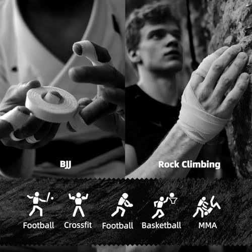 Jiu Jitsu Tape - Strong Athletic Finger Tape, 1/2" x 32.8' - Protect Fingers and Toes in MMA, Judo, Wrestling, Martial Arts, Rock Climbing - color: B: Black