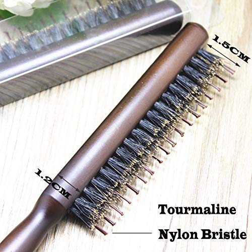 Little Wonder Boar & Tourmaline Nylon Bristle Brush with Rat Tail Handle for Back Combing, Volume Creation, and Hair Styling - Colors May Vary (T-3P) - size: T-3P