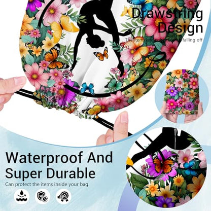 Gym Silhouette Art Grip Bag for Gymnasts Outdoor Sports Small Gymnastic Drawstring Bag - color: Gym Silhouette-multi