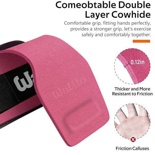 Weight Lifting Wrist Strap，Double Layer Leather Wrist Wraps with Neoprene Padding for Weightlifting & Deadlifts – Adjustable Gym Straps for Men & Women - color: Rose