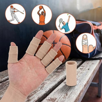 30 Pcs Finger Sleeves for Arthritis, Breathable Pain, Sports Aid | Elastic Finger Compression Sleeves Thumb Splint Support, Relief Protector, for Tendon, Joint and Arthritis, Skin Tone