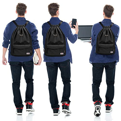 Peicees Waterproof Drawstring Sport Bag Lightweight Sackpack Backpack for Men and Women | Waterproof - color: A_black
