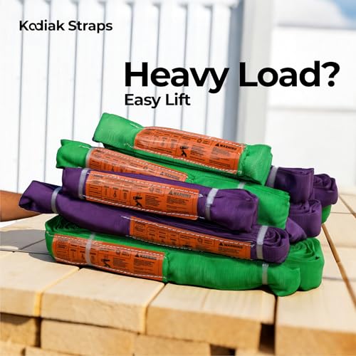 Endless Round Sling Lifting Strap- 3 Feet x 2600 lbs Vertical Capacity - Polyester Lifting Sling Strap, Heavy Duty for Rigging Moving Towing Hoisting- (1Pack)- Kodiak Straps - color: PURPLE, size: 2600LBS x 3FT