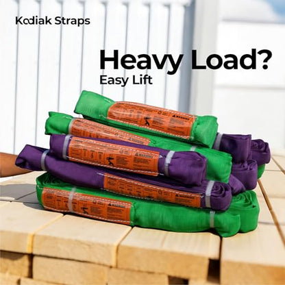 Endless Round Sling Lifting Strap- 3 Feet x 2600 lbs Vertical Capacity - Polyester Lifting Sling Strap, Heavy Duty for Rigging Moving Towing Hoisting- (1Pack)- Kodiak Straps - color: PURPLE, size: 2600LBS x 3FT