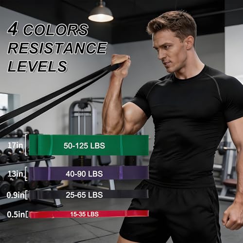 Garvee Pull Up Assistance Bands, 4/5-Pack Resistance Bands Set, Natural Latex Exercise Bands for Strength Training, Stretching, Physical Therapy, Home Gym for Women Men - color: Upgraded 38-125 lbs