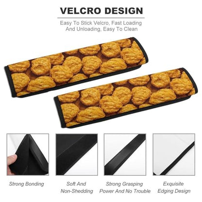 Universal Fit Car Seat Belt Pad for Elderly Support, All Vehicles, 2 Piece Food Chicken Nuggets Automotive Seat Belt Protector Pressure Relief - color: Pattern 924