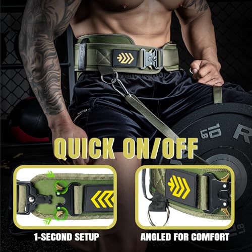 MANUEKLEAR 2-in-1 Weightlifting Belt & Dip Belt with 36.7 IN Rope, Double-Layer Weight Lifting Belts, Powerlifting Gym Weighted Belt for Pull Up Squat - color: Olive Drab, size: M(30-33in)