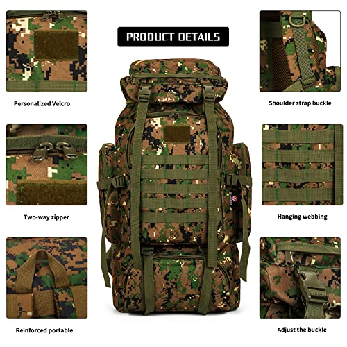 Hiking Backpack for Men 70L/100L Camping Backpack Military Rucksack Molle 3 Days Assault Pack for Climbing | Camping Backpack - color: 70l-jungle