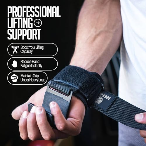 Roar® Heavy Duty Weight Lifting Hooks with Padded Wrist Straps – Premium Grip Support for Deadlifts, Pull Ups & Shrugs – Non-Slip Metal Hooks for Powerlifting, Bodybuilding & Strength Training (Pair)
