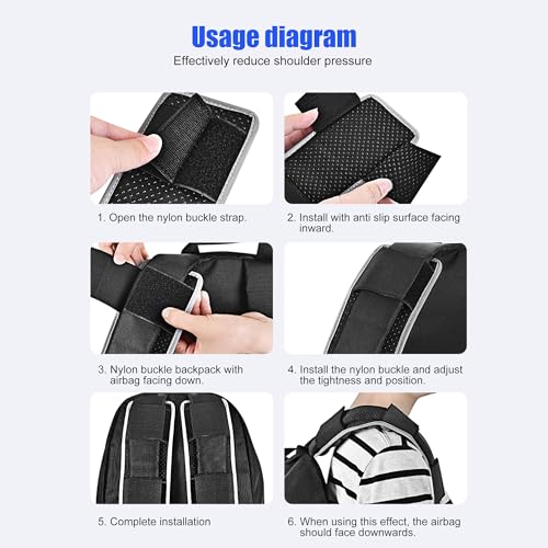 Antigravity Shoulder Strap Pad, Breathable Decompression Cushion with 3D Airbags, Universal Bag Strap Comfort Pad, Black