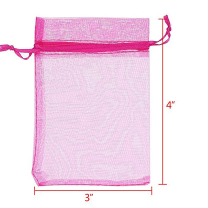 Boshen 100/200PCS Organza Gift Candy Sheer Bags Mesh Jewelry Pouches Drawstring Bulk for Wedding Party Favors Christmas (3" X 4"(100PCS), Hot Pink) - color: Hot Pink-3" X 4"(100PCS)