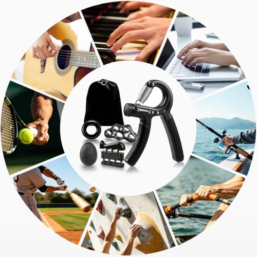 Hand Grip Strengthener Set Resistance Gripper for Forearm Training Adjustable Carpal Tunnel Rehab, Climbing, Weightlifting - color: Black