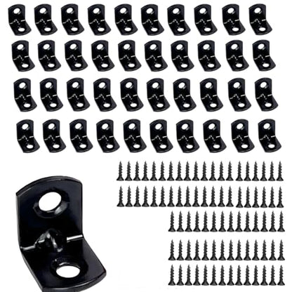 40PCS L Bracket Corner Brace Shelf Brackets 90 Degree Right Angle Bracket Black Thickening Steady Metal Corner Brackets with 80PCS Screws for Wood Cabinets Wardrobes Shelves Bookshelves Sofas Beds - size: 40PCS L Bracket Corner