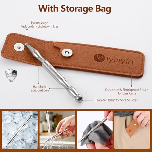 304 Stainless Steel Acupuncture Pen Pain Relief Face & Body Massage | Trigger Point Massager for Neck, Jaw & Feet—Full Body Pain Relief with Acupressure Therapy, Portable Deep Tissue Relief Tool