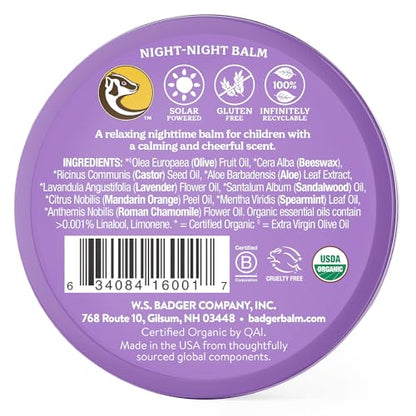 Badger - Night Night Balm, Chamomile & Lavender, Natural Sleep Balm for Kids, Scented Relaxing Balm for Children, Kids Organic Sleep Balm, 2 oz (2 Pack) - size: 2 Ounce (Pack of 2)