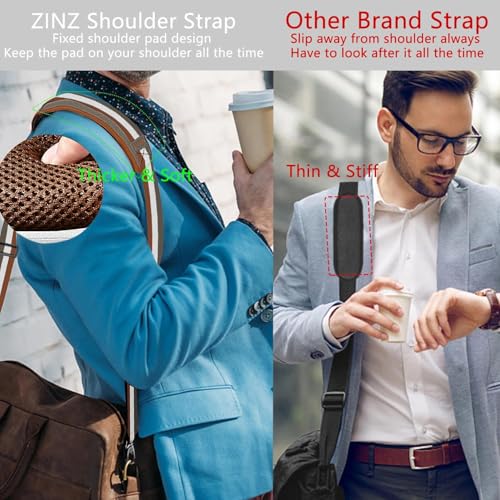 ZINZ Shoulder Strap 58" Ultra-Thick Fixed Padded and Adjustable Buckles Crossbody Strap for Briefcase Laptop Bag Luggage - color: Stripes-brwgy