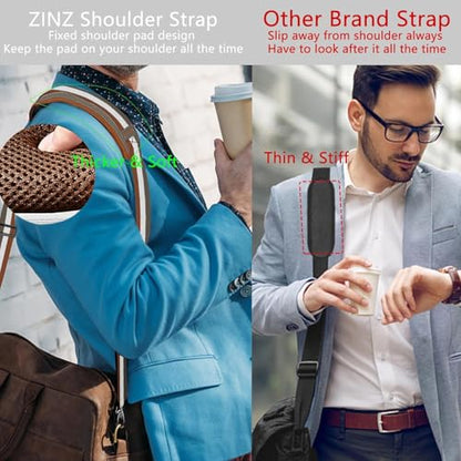 ZINZ Shoulder Strap 58" Ultra-Thick Fixed Padded and Adjustable Buckles Crossbody Strap for Briefcase Laptop Bag Luggage - color: Stripes-brwgy