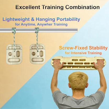 Climbing Hangboard Rock Climbing Training as Climbing Fingerboard with Jugs, Slopes and Edges, Pockets as Door Mounted Training Station Rock Climbing Pull Up Bar