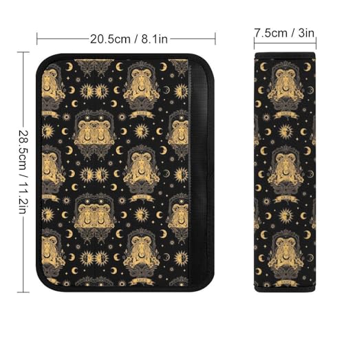 2 Pack Witchy Gothic Tarot Moon Constellation Aries Zodiac Car Seat Straps Shoulder Pads Universal Fit Neck Strap Covers for Adults and Children, All Vehicles, Pressure Relief - color: Pattern 1239
