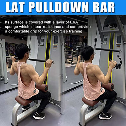 Non-Detachable LAT Pull Down Bar Cable Attachments for Gym, LAT Pulldown Attachments, Straight Bar, Resistance Band Bar for Weightlifting Workout - color: Long bar 1