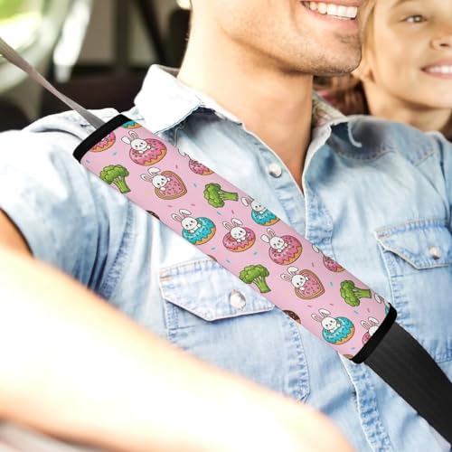 2 Pack Cute Bunny Donut Car Seat Belt Pad Soft Padded Seat Belt Cushion for Child, Stroller Pushchair High Chair, Shock Absorption - color: Pattern 823