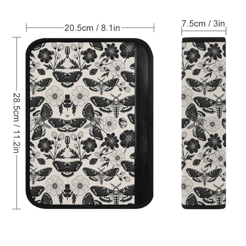 1 Pair Gothic Skull Death Moth Flowers Car Seat Straps Shoulder Pads Soft Padded Harness Pads Strap for Adult Use, Stroller Pushchair High Chair, Comfortable Driving - color: Pattern 252