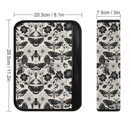 1 Pair Gothic Skull Death Moth Flowers Car Seat Straps Shoulder Pads Soft Padded Harness Pads Strap for Adult Use, Stroller Pushchair High Chair, Comfortable Driving - color: Pattern 252