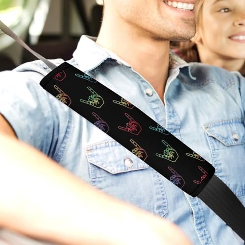 1 Pair Universal Fit Seat Belt Cover for Elderly Support, Most Cars, ASL I Love You Sign Language Seat Belt Cushion, Neck and Shoulder Support - color: Pattern 221