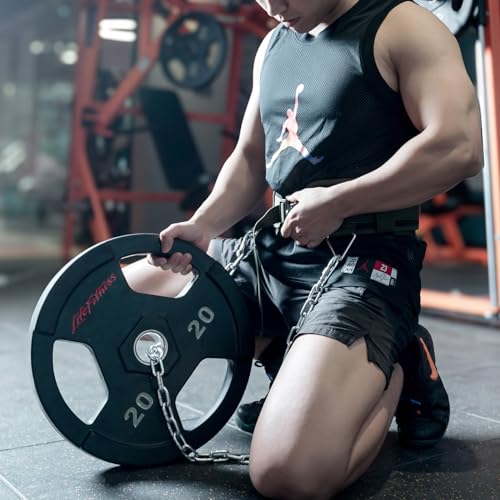 Weighted Dip Belt for Weight Lifting - 46" Pull Up Belt With Chain & Loading Straps - color: Black